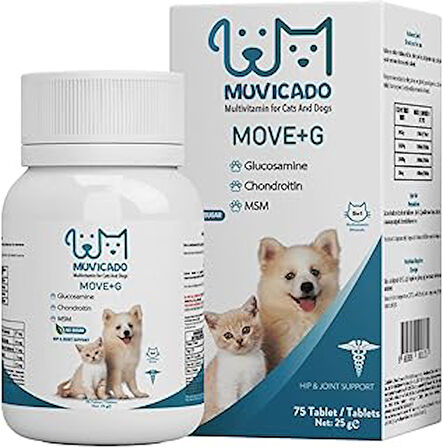 Muvicado Kedi ve Köpeklerde Eklem Sağlığı Destekleyici Glukozamin Tablet Glukozamin MSM Chondroitin Move G