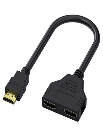 HDMI Çoğaltıcı Erkek Çift HDMI Dişi Çoklayıcı Adaptör Kablosu Siyah