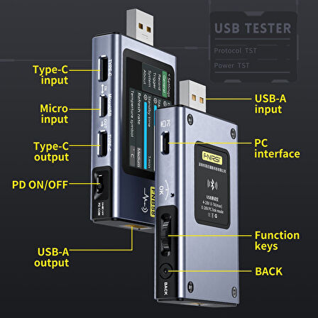 Anunnaki FNB58 Ampermetre Akım ve Voltmetre USB Test Cihazı