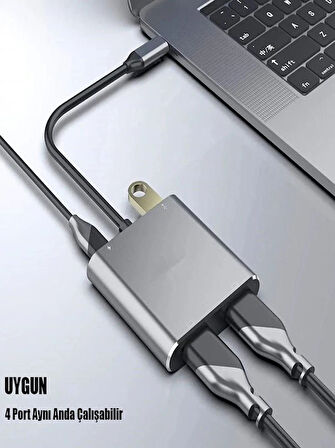 PC Macbook Ekran Genişletici Çift HDMI VGA USB 3.0 4K 60Hz USB C Hub Ekran Çift Monitör Genişletici