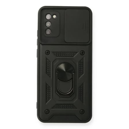 Samsung Galaxy A03s Kılıf Pars Lens Yüzüklü Silikon - Siyah