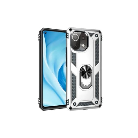 Xiaomi Uyumlu Mi 11 Lite Kılıf Sofya Yüzüklü Silikon Kapak - Gümüş