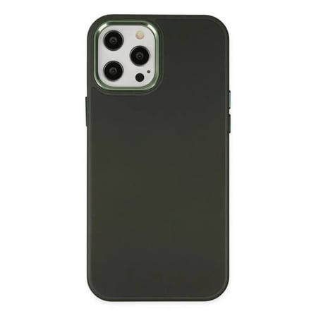 Apple Uyumlu İphone 12 Pro Max Kılıf Asya Deri Silikon - Koyu Yeşil