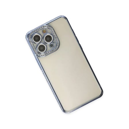 Apple Uyumlu İphone 14 Pro Kılıf Joke Taşlı Silikon - Mavi