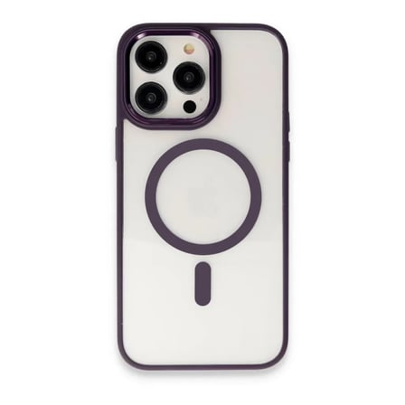 Apple Uyumlu İphone 15 Pro Max Kılıf Room Magneticsafe Silikon - Derin Mor