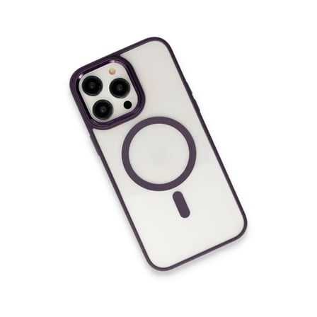 Apple Uyumlu İphone 15 Pro Max Kılıf Room Magneticsafe Silikon - Derin Mor