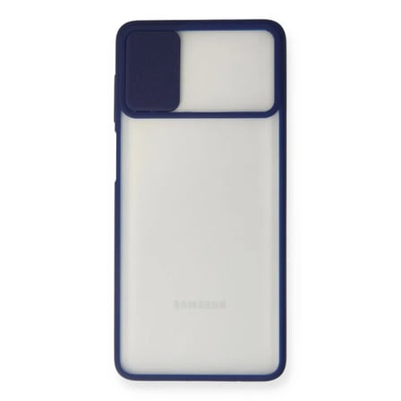 Samsung Uyumlu Galaxy M51 Kılıf Palm Buzlu Kamera Sürgülü Silikon - Lacivert