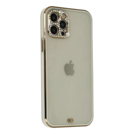 Apple Uyumlu İphone 12 Pro Max Kılıf Liva Taşlı Silikon - Beyaz