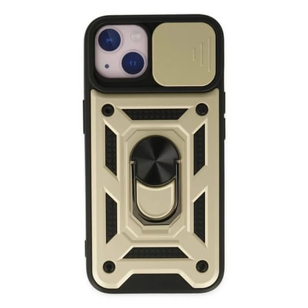Apple Uyumlu İphone 14 Kılıf Pars Lens Yüzüklü Silikon - Gold