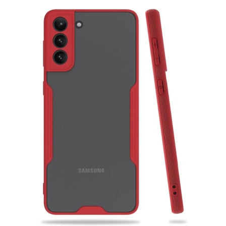 Samsung Uyumlu Galaxy S21 Plus Kılıf Platin Silikon - Kırmızı