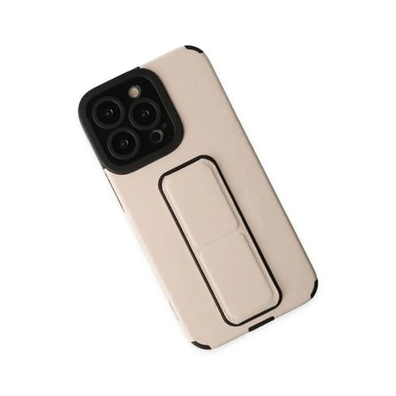 Apple Uyumlu İphone 13 Pro Kılıf Mega Standlı Silikon - Gold