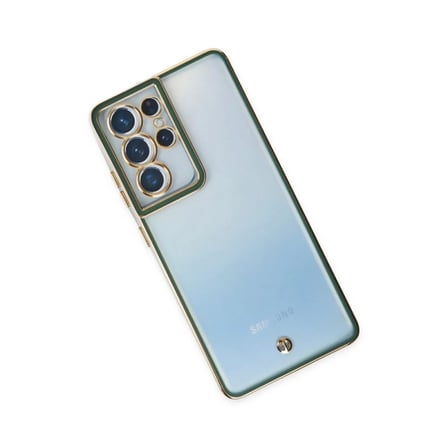 Samsung Uyumlu Galaxy S21 Ultra Kılıf Liva Lens Silikon - Yeşil