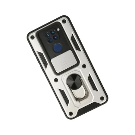 Xiaomi Uyumlu Redmi Note 9 Kılıf Pars Lens Yüzüklü Silikon - Gümüş