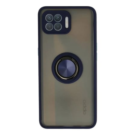 Oppo Reno 4 Lite Kılıf Montreal Yüzüklü Silikon Kapak - Lacivert