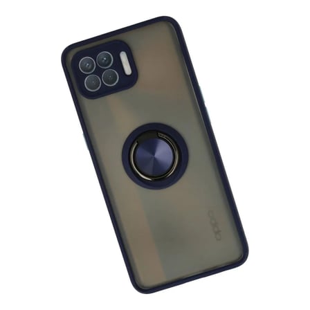 Oppo Reno 4 Lite Kılıf Montreal Yüzüklü Silikon Kapak - Lacivert