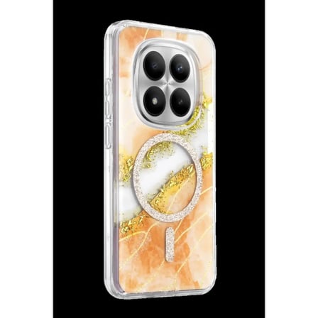 Onegif Xiaomi Uyumlu Redmi Note 15 Pro Plus 5g Lotus Simli Magsafe Kapak - Turuncu