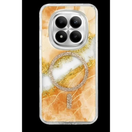 Onegif Xiaomi Uyumlu Redmi Note 15 Pro Plus 5g Lotus Simli Magsafe Kapak - Turuncu