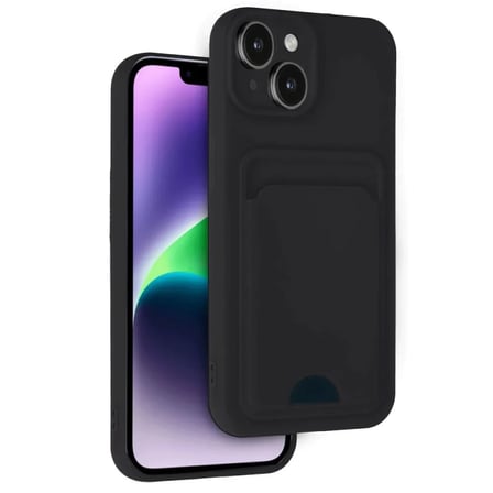 Apple Uyumlu İphone 14 Kılıf Kelvin Kartvizitli Silikon - Siyah