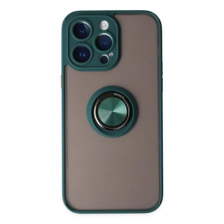 Apple Uyumlu İphone 14 Pro Max Kılıf Montreal Yüzüklü Silikon Kapak - Yeşil