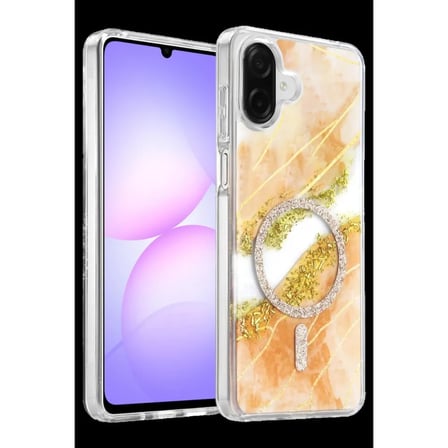 Onegif Samsung Uyumlu Galaxy A07 4g Lotus Simli Magsafe Kapak - Turuncu