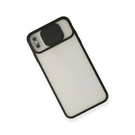 Apple Uyumlu İphone Xs Max Kılıf Palm Buzlu Kamera Sürgülü Silikon - Siyah