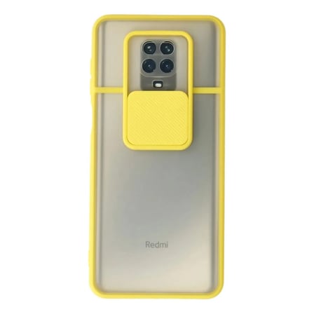 Xiaomi Uyumlu Redmi Note 9 Pro Kılıf Palm Buzlu Kamera Sürgülü Silikon - Sarı