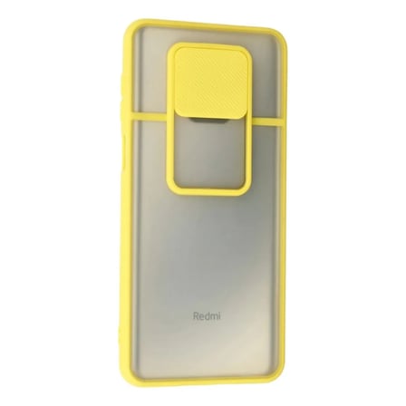 Xiaomi Uyumlu Redmi Note 9 Pro Kılıf Palm Buzlu Kamera Sürgülü Silikon - Sarı