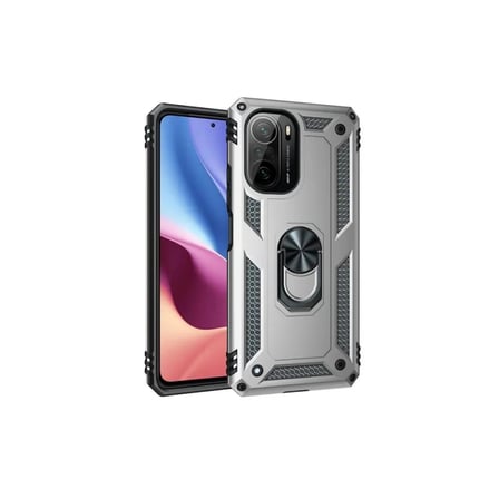 Xiaomi Uyumlu Poco F3 Kılıf Sofya Yüzüklü Silikon Kapak - Gümüş