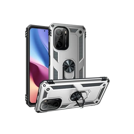 Xiaomi Uyumlu Poco F3 Kılıf Sofya Yüzüklü Silikon Kapak - Gümüş