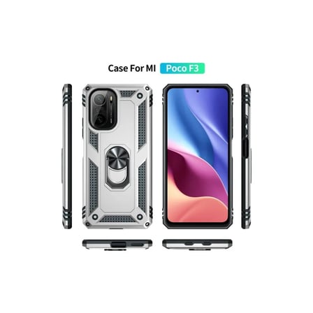 Xiaomi Uyumlu Poco F3 Kılıf Sofya Yüzüklü Silikon Kapak - Gümüş