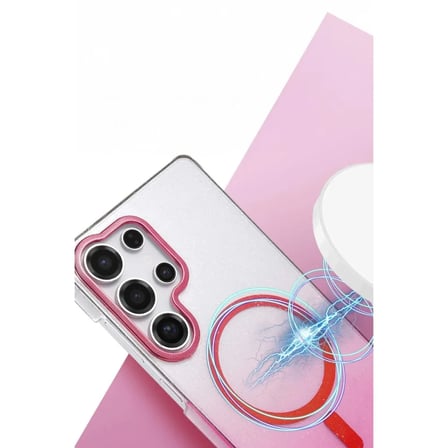 Samsung Galaxy S23 Ultra Glossy Magsafe Kapak - Pembe