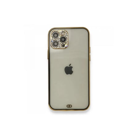 Apple Uyumlu İphone 12 Pro Kılıf Liva Taşlı Silikon - Siyah