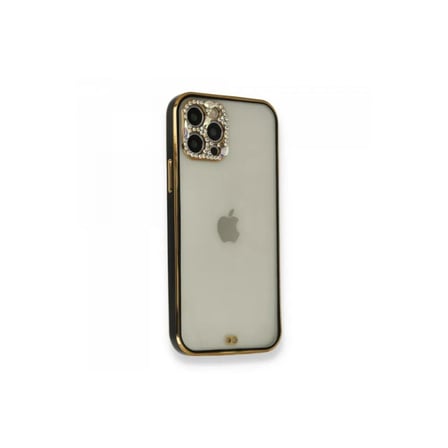 Apple Uyumlu İphone 12 Pro Kılıf Liva Taşlı Silikon - Siyah