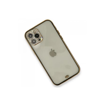 Apple Uyumlu İphone 12 Pro Kılıf Liva Taşlı Silikon - Siyah