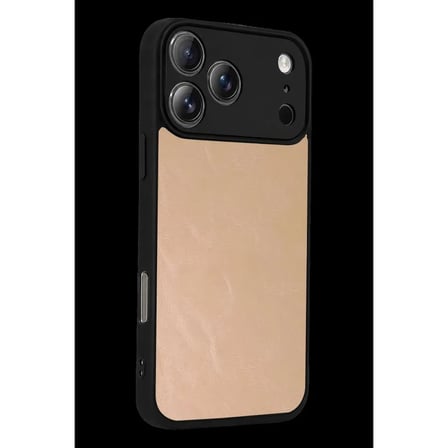 Apple Uyumlu İphone 17 Pro Max Aras Deri Kapak - Pudra