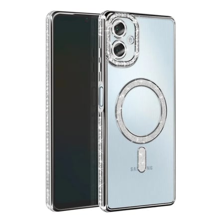 Samsung Uyumlu Galaxy A06 Joke Simli Magneticsafe Kılıf - Gümüş