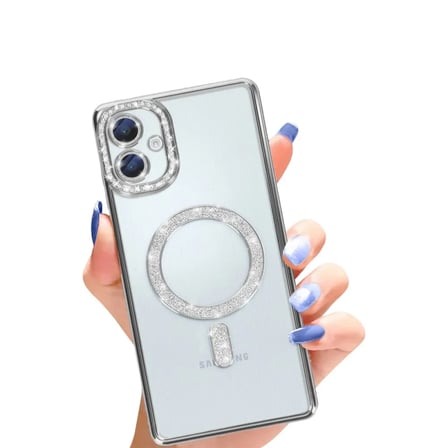 Samsung Uyumlu Galaxy A06 Joke Simli Magneticsafe Kılıf - Gümüş