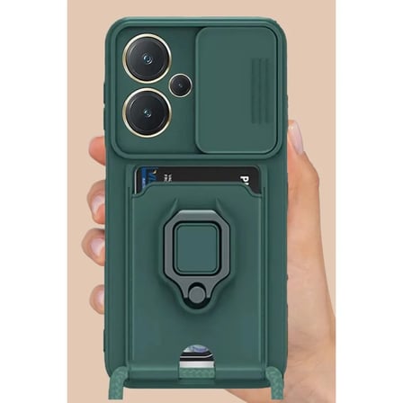 Xiaomi Redmi Note 13 Pro Plus Kılıf Zuma Kartvizitli Yüzüklü Silikon - Pembe