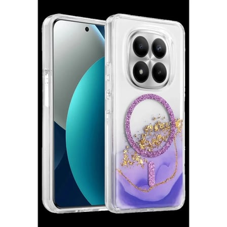 Onegif Xiaomi Uyumlu Redmi Note 15 Pro Plus 5g Lotus Simli Magsafe Kapak - Mor