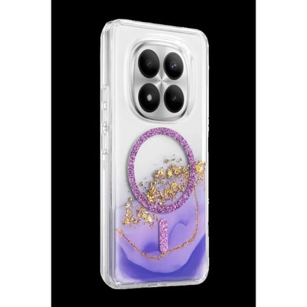 Onegif Xiaomi Uyumlu Redmi Note 15 Pro Plus 5g Lotus Simli Magsafe Kapak - Mor