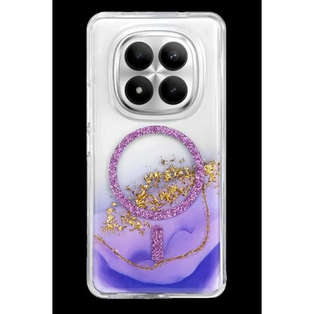 Onegif Xiaomi Uyumlu Redmi Note 15 Pro Plus 5g Lotus Simli Magsafe Kapak - Mor