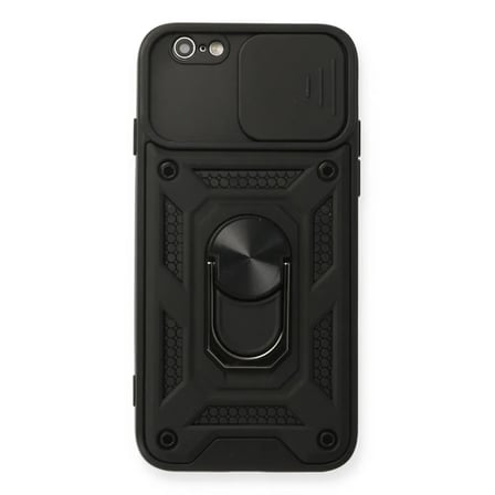 Apple Uyumlu İphone 6 Kılıf Pars Lens Yüzüklü Silikon - Siyah