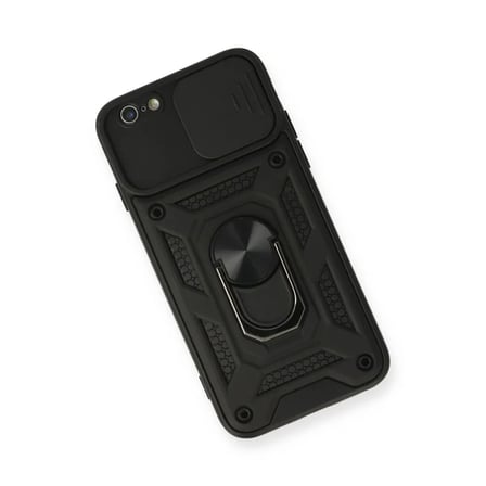 Apple Uyumlu İphone 6 Kılıf Pars Lens Yüzüklü Silikon - Siyah