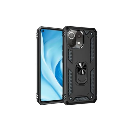 Xiaomi Uyumlu Mi 11 Lite Kılıf Sofya Yüzüklü Silikon Kapak - Siyah