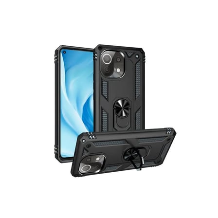 Xiaomi Uyumlu Mi 11 Lite Kılıf Sofya Yüzüklü Silikon Kapak - Siyah