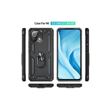 Xiaomi Uyumlu Mi 11 Lite Kılıf Sofya Yüzüklü Silikon Kapak - Siyah