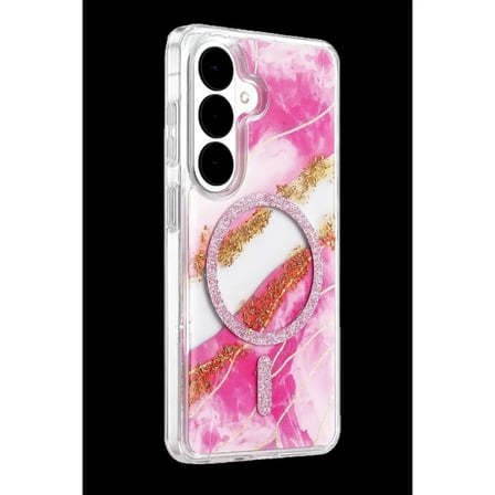 Onegif Samsung Uyumlu Galaxy S26 Lotus Simli Magsafe Kapak - Pembe