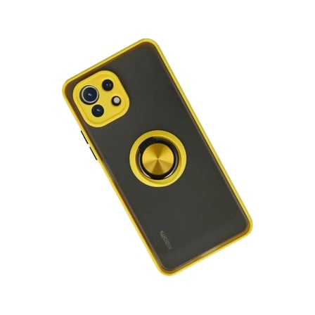 Xiaomi Uyumlu Mi 11 Lite Kılıf Montreal Yüzüklü Silikon Kapak - Sarı