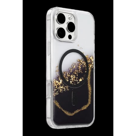 Onegif Apple Uyumlu İphone 16 Pro Max Lotus Simli Magsafe Kapak - Siyah