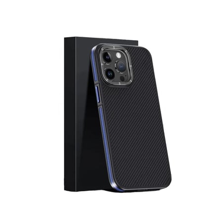 Joko Apple İphone 15 Pro Max Kılıf Aramid 600d Kevlar Karbon Fiber Magsafe Kapak - Lacivert